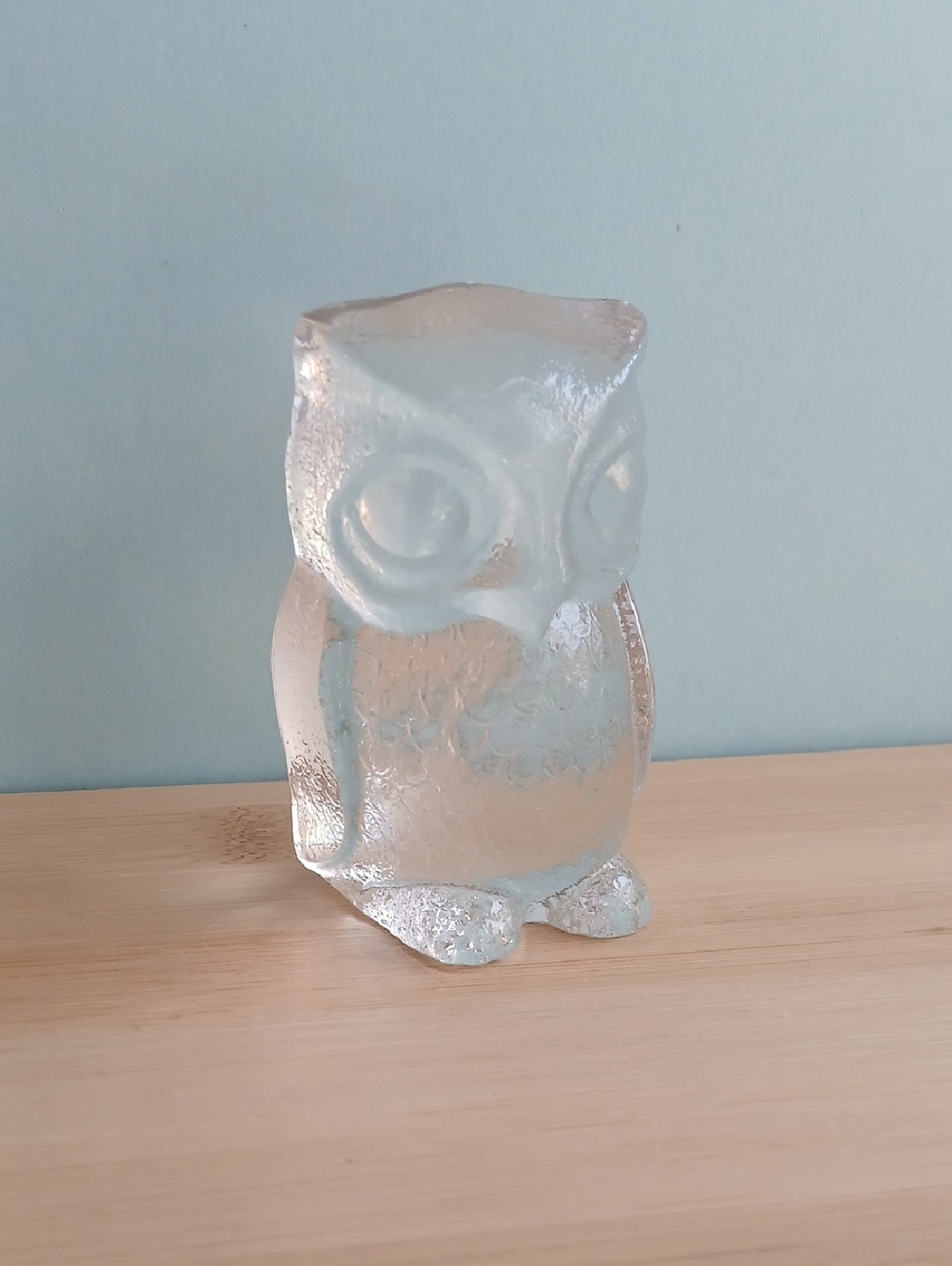 Clear Glass Owl Paperweight